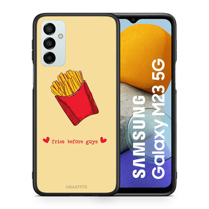 Θήκη Αγίου Βαλεντίνου Samsung M23 Fries Before Guys από τη Smartfits με σχέδιο στο πίσω μέρος και μαύρο περίβλημα | Samsung M23 Fries Before Guys case with colorful back and black bezels