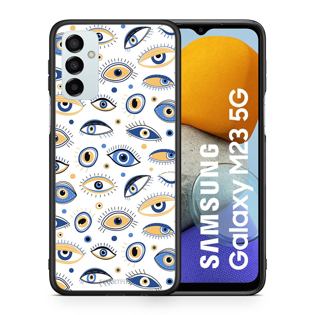 Θήκη Samsung M23 Ftou Ftou από τη Smartfits με σχέδιο στο πίσω μέρος και μαύρο περίβλημα | Samsung M23 Ftou Ftou case with colorful back and black bezels