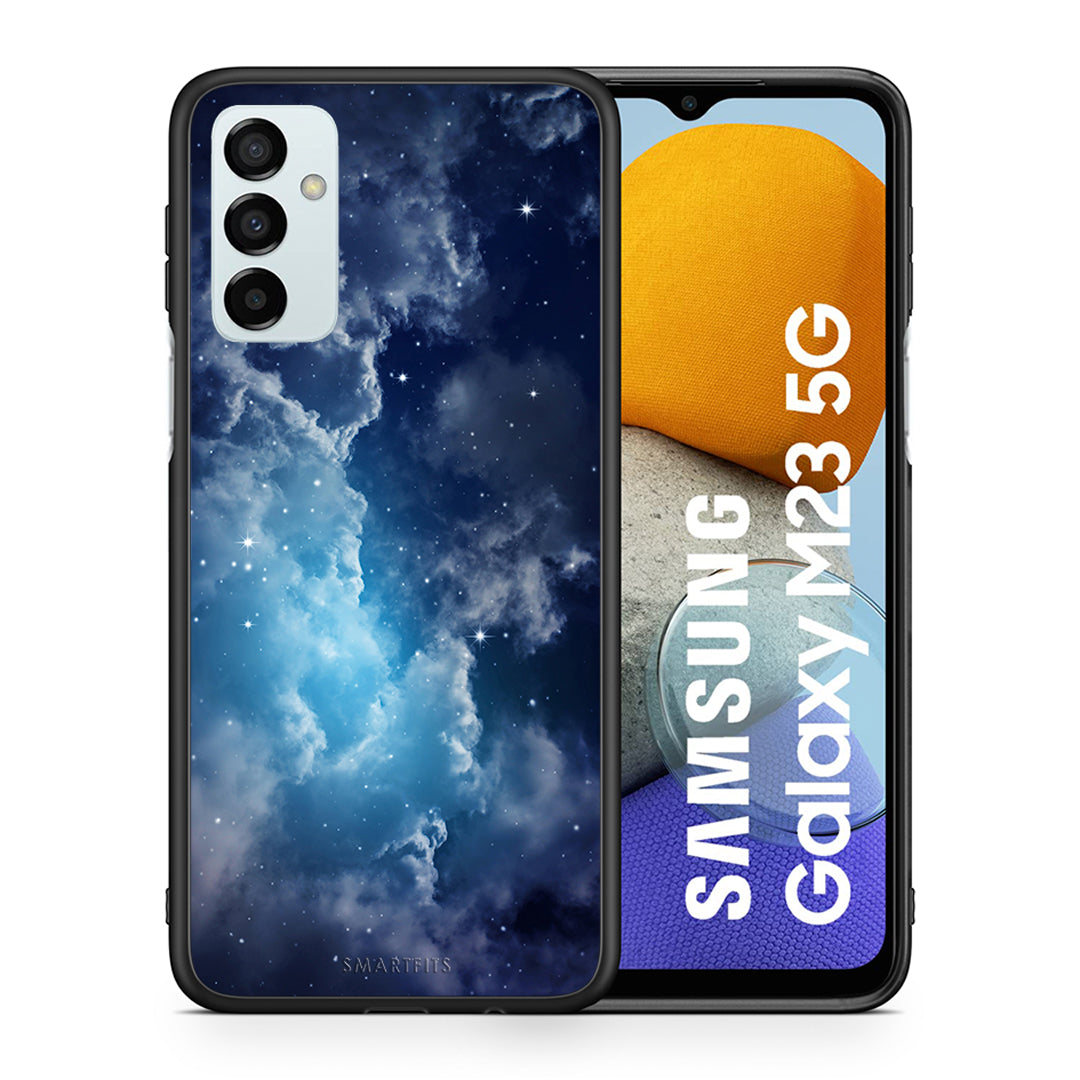 Θήκη Samsung M23 Blue Sky Galaxy από τη Smartfits με σχέδιο στο πίσω μέρος και μαύρο περίβλημα | Samsung M23 Blue Sky Galaxy case with colorful back and black bezels