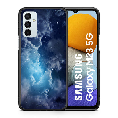 Θήκη Samsung M23 Blue Sky Galaxy από τη Smartfits με σχέδιο στο πίσω μέρος και μαύρο περίβλημα | Samsung M23 Blue Sky Galaxy case with colorful back and black bezels