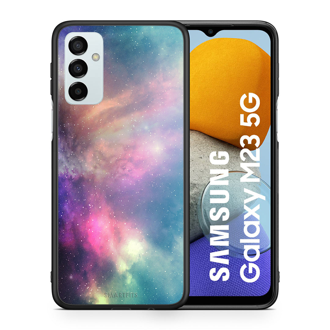 Θήκη Samsung M23 Rainbow Galaxy από τη Smartfits με σχέδιο στο πίσω μέρος και μαύρο περίβλημα | Samsung M23 Rainbow Galaxy case with colorful back and black bezels