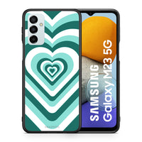 Thumbnail for Θήκη Samsung M23 Green Hearts από τη Smartfits με σχέδιο στο πίσω μέρος και μαύρο περίβλημα | Samsung M23 Green Hearts case with colorful back and black bezels