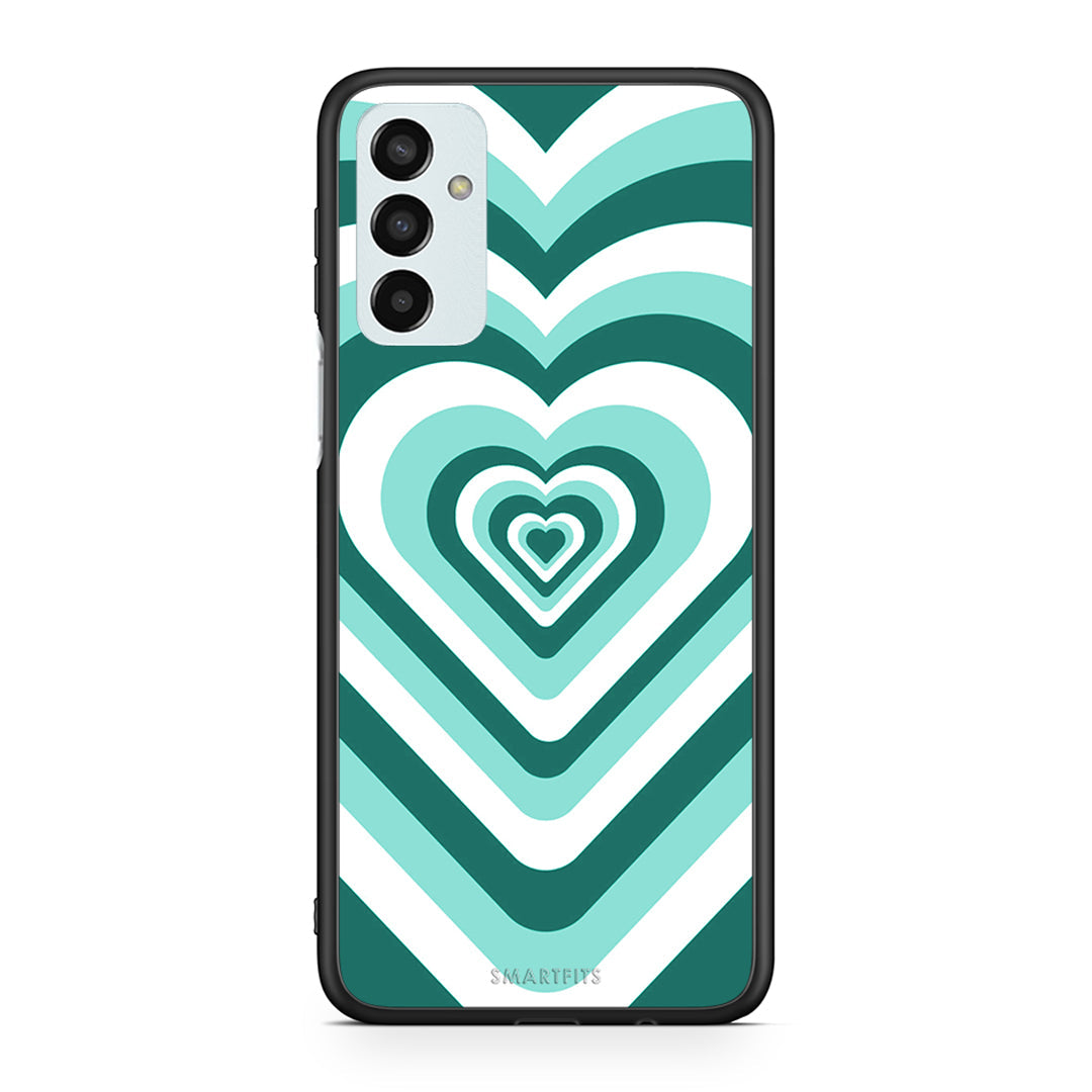 Samsung M23 Green Hearts θήκη από τη Smartfits με σχέδιο στο πίσω μέρος και μαύρο περίβλημα | Smartphone case with colorful back and black bezels by Smartfits