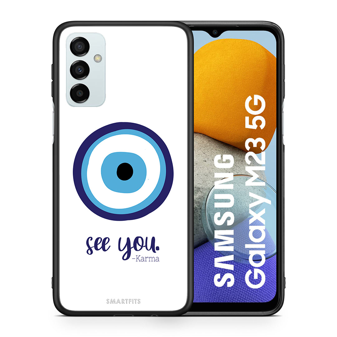 Θήκη Samsung M23 Karma Says από τη Smartfits με σχέδιο στο πίσω μέρος και μαύρο περίβλημα | Samsung M23 Karma Says case with colorful back and black bezels