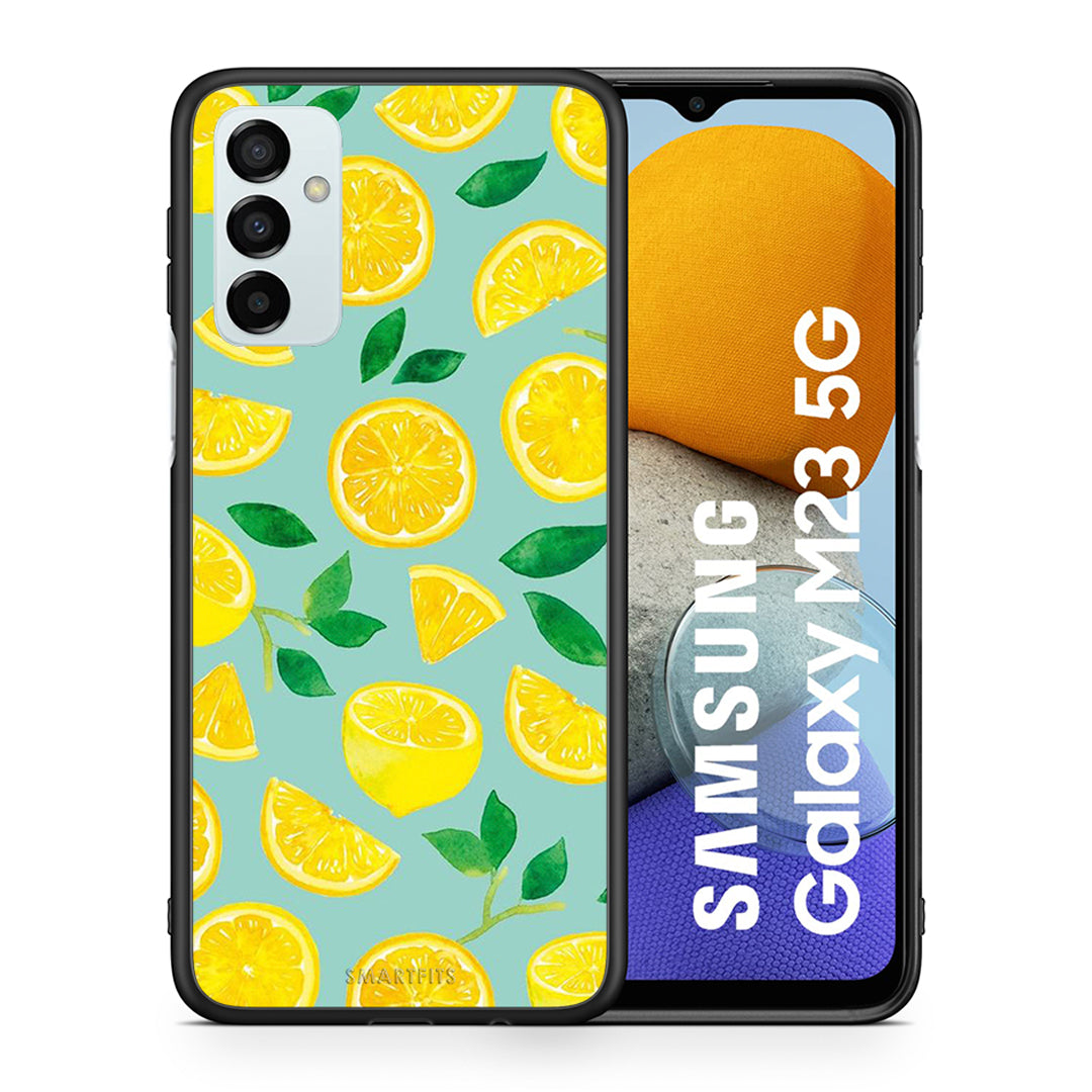 Θήκη Samsung M23 Lemons από τη Smartfits με σχέδιο στο πίσω μέρος και μαύρο περίβλημα | Samsung M23 Lemons case with colorful back and black bezels