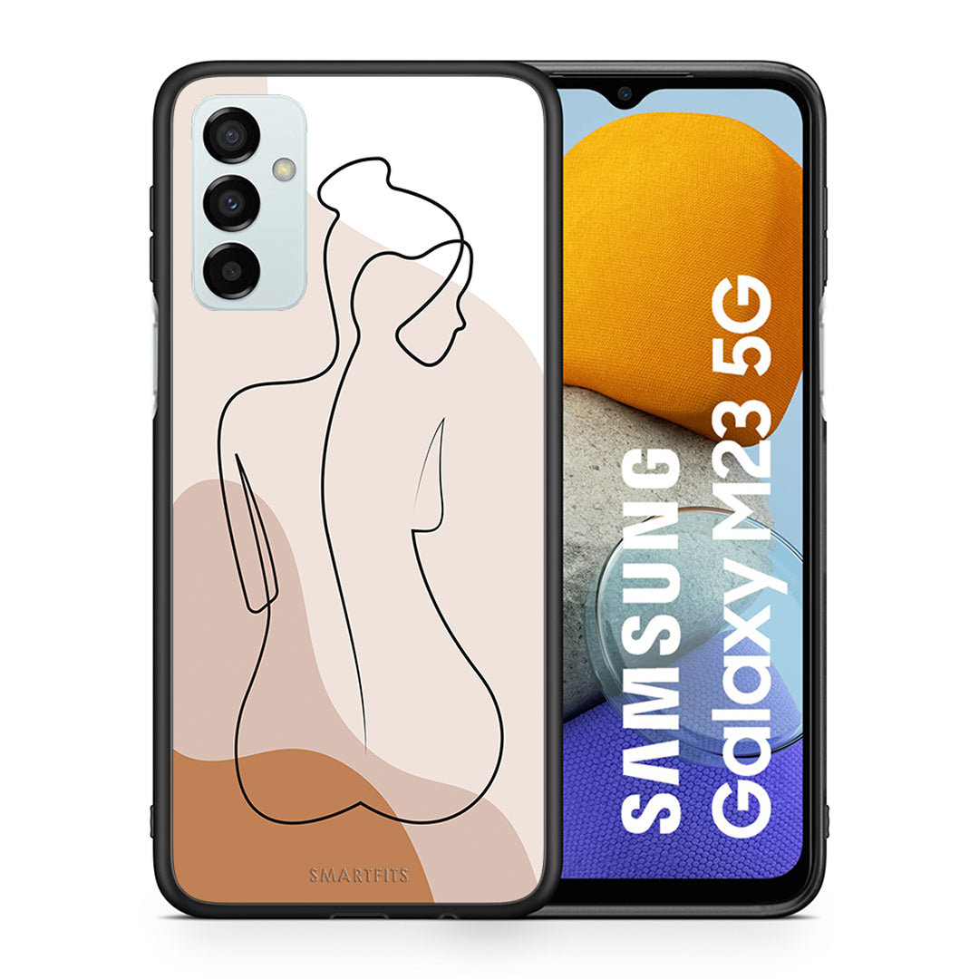 Θήκη Samsung M23 LineArt Woman από τη Smartfits με σχέδιο στο πίσω μέρος και μαύρο περίβλημα | Samsung M23 LineArt Woman case with colorful back and black bezels