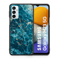 Thumbnail for Θήκη Samsung M23 Marble Blue από τη Smartfits με σχέδιο στο πίσω μέρος και μαύρο περίβλημα | Samsung M23 Marble Blue case with colorful back and black bezels