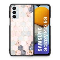 Thumbnail for Θήκη Samsung M23 Hexagon Pink Marble από τη Smartfits με σχέδιο στο πίσω μέρος και μαύρο περίβλημα | Samsung M23 Hexagon Pink Marble case with colorful back and black bezels