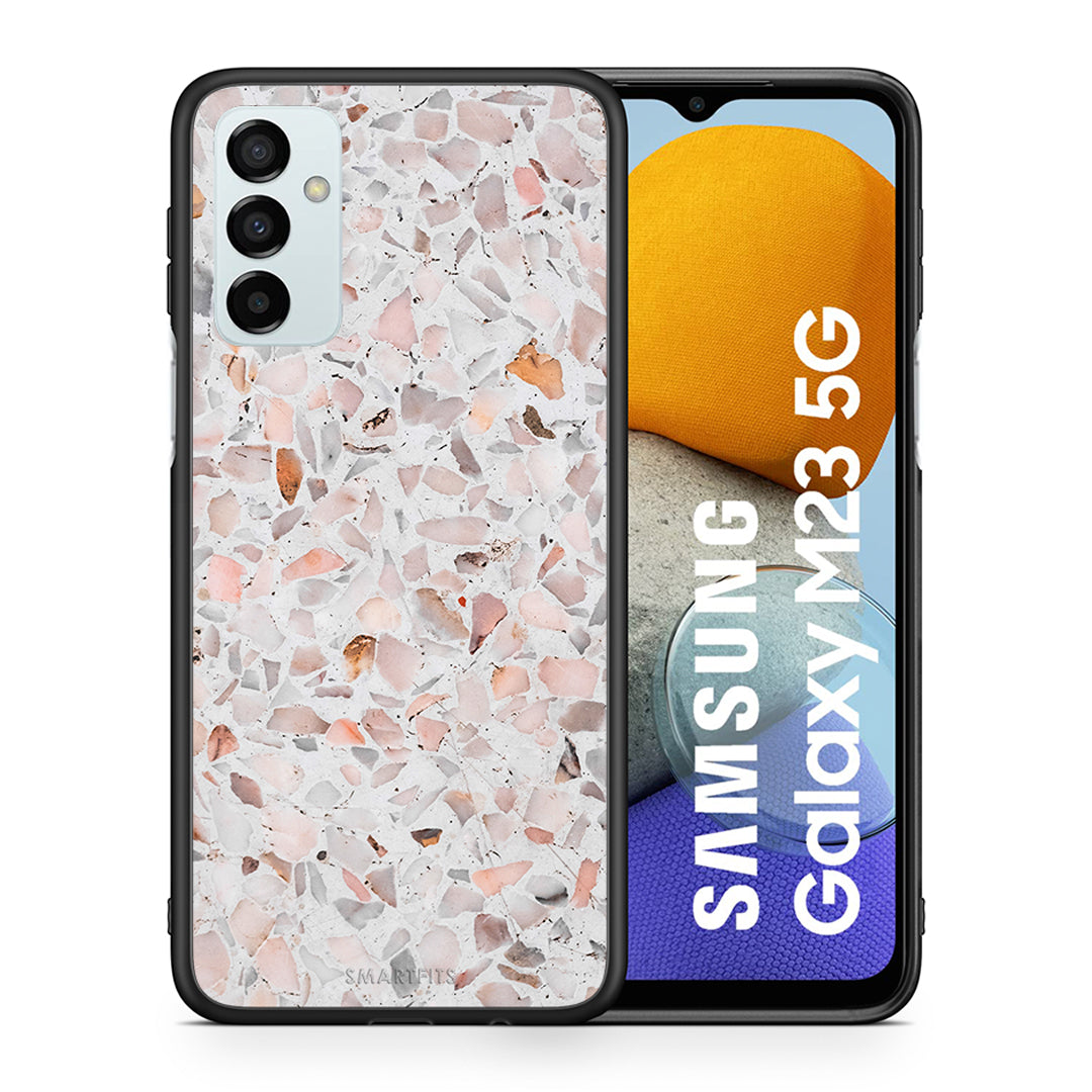 Θήκη Samsung M23 Marble Terrazzo από τη Smartfits με σχέδιο στο πίσω μέρος και μαύρο περίβλημα | Samsung M23 Marble Terrazzo case with colorful back and black bezels