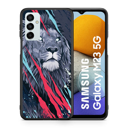 Θήκη Samsung M23 Lion Designer PopArt από τη Smartfits με σχέδιο στο πίσω μέρος και μαύρο περίβλημα | Samsung M23 Lion Designer PopArt case with colorful back and black bezels