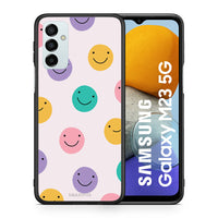 Thumbnail for Θήκη Samsung M23 Smiley Faces από τη Smartfits με σχέδιο στο πίσω μέρος και μαύρο περίβλημα | Samsung M23 Smiley Faces case with colorful back and black bezels