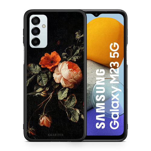Θήκη Samsung M23 Vintage Roses από τη Smartfits με σχέδιο στο πίσω μέρος και μαύρο περίβλημα | Samsung M23 Vintage Roses case with colorful back and black bezels
