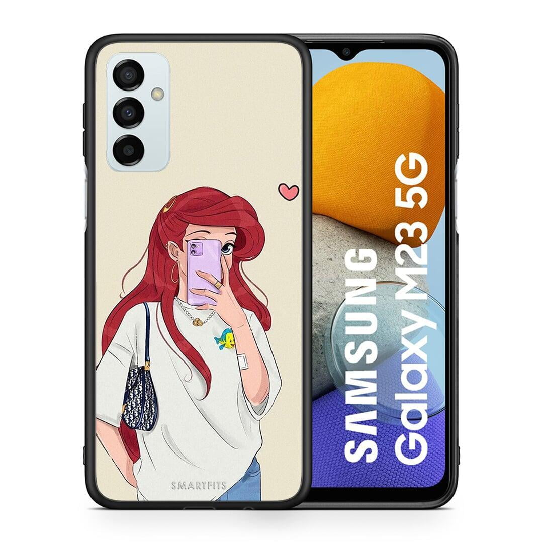 Θήκη Samsung M23 Walking Mermaid από τη Smartfits με σχέδιο στο πίσω μέρος και μαύρο περίβλημα | Samsung M23 Walking Mermaid case with colorful back and black bezels