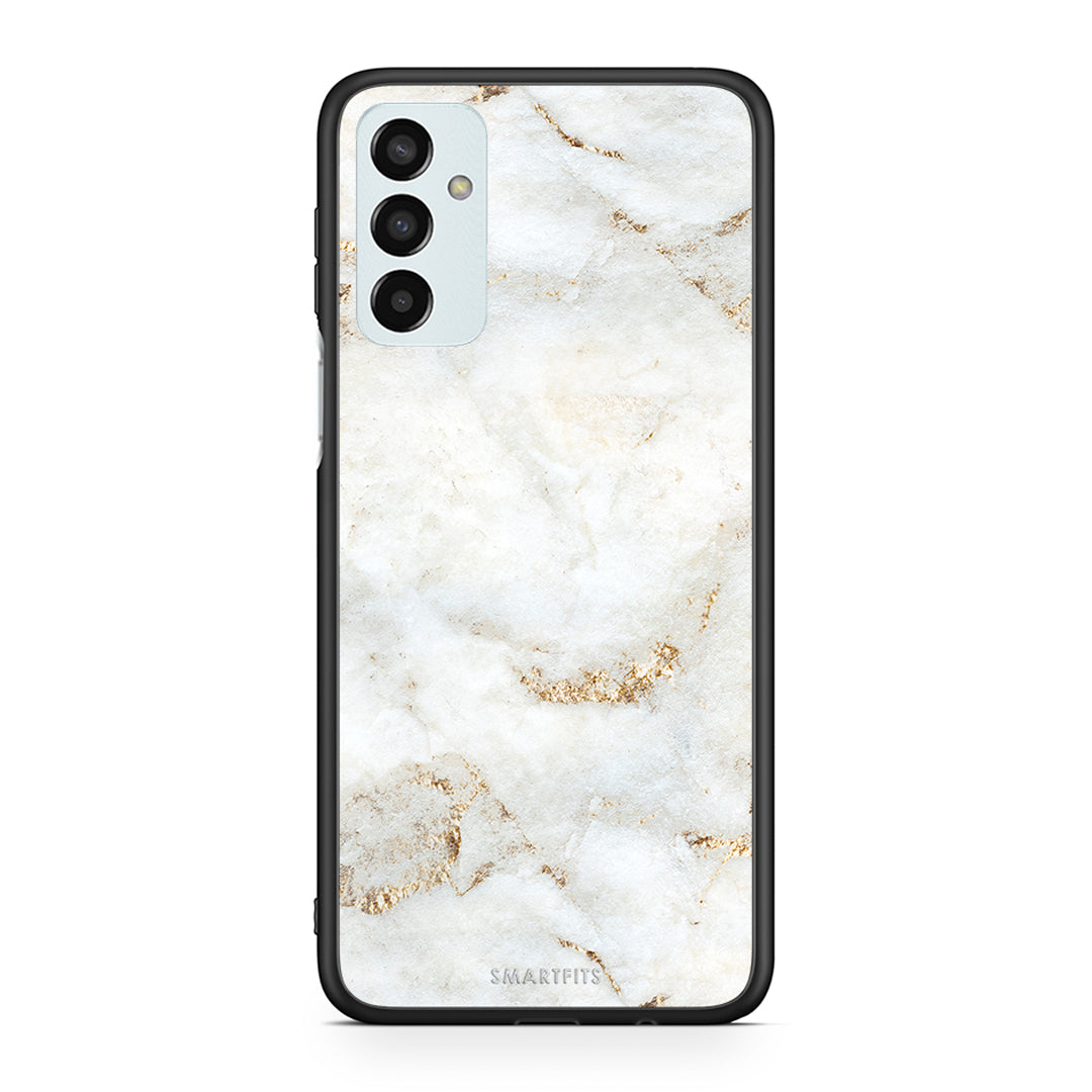 Samsung M23 White Gold Marble θήκη από τη Smartfits με σχέδιο στο πίσω μέρος και μαύρο περίβλημα | Smartphone case with colorful back and black bezels by Smartfits