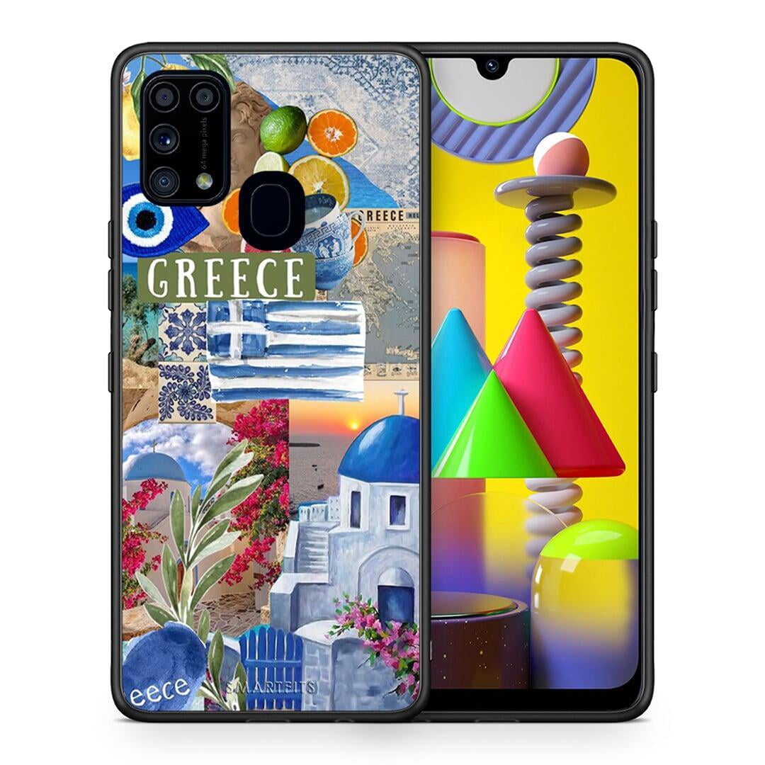 Θήκη Samsung M31 All Greek από τη Smartfits με σχέδιο στο πίσω μέρος και μαύρο περίβλημα | Samsung M31 All Greek case with colorful back and black bezels