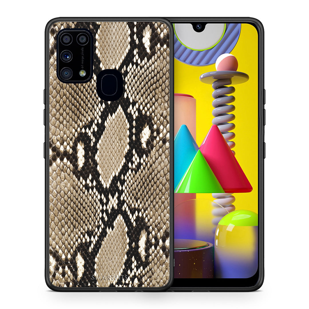 Θήκη Samsung M31 Fashion Snake Animal από τη Smartfits με σχέδιο στο πίσω μέρος και μαύρο περίβλημα | Samsung M31 Fashion Snake Animal case with colorful back and black bezels