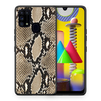 Thumbnail for Θήκη Samsung M31 Fashion Snake Animal από τη Smartfits με σχέδιο στο πίσω μέρος και μαύρο περίβλημα | Samsung M31 Fashion Snake Animal case with colorful back and black bezels