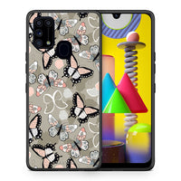Thumbnail for Θήκη Samsung M31 Butterflies Boho από τη Smartfits με σχέδιο στο πίσω μέρος και μαύρο περίβλημα | Samsung M31 Butterflies Boho case with colorful back and black bezels