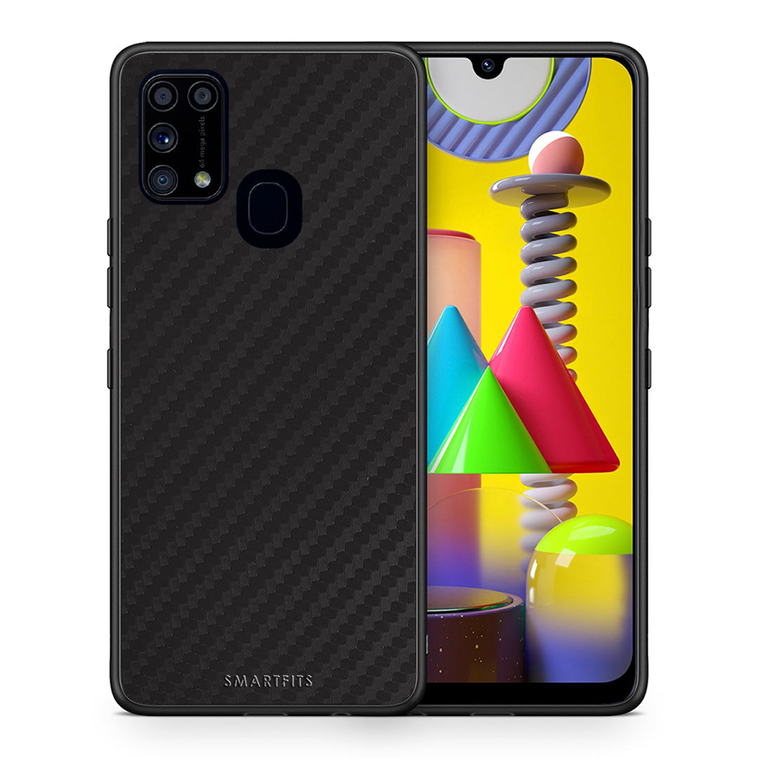 Θήκη Samsung M31 Black Carbon από τη Smartfits με σχέδιο στο πίσω μέρος και μαύρο περίβλημα | Samsung M31 Black Carbon case with colorful back and black bezels