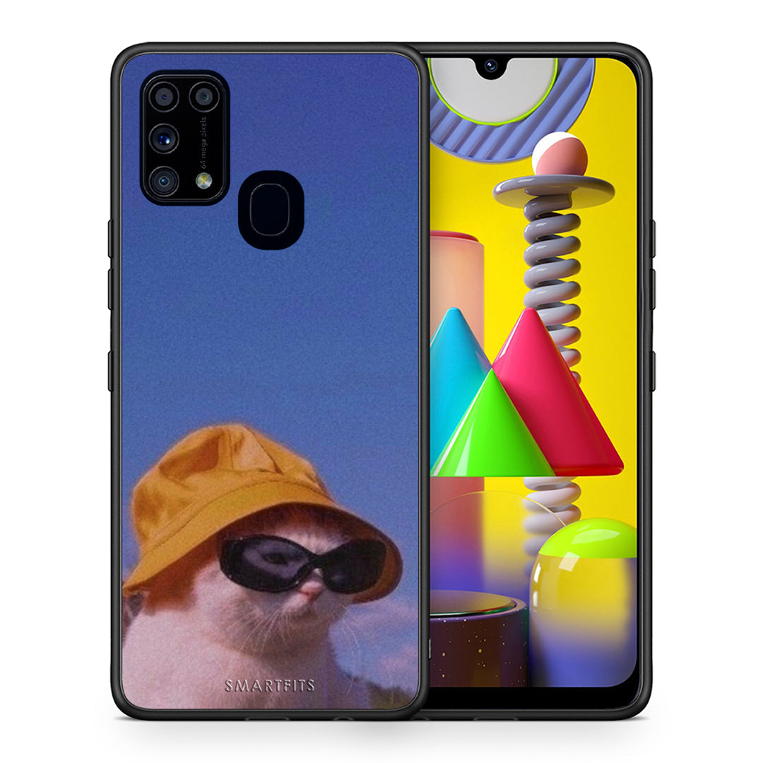 Θήκη Samsung M31 Cat Diva από τη Smartfits με σχέδιο στο πίσω μέρος και μαύρο περίβλημα | Samsung M31 Cat Diva case with colorful back and black bezels