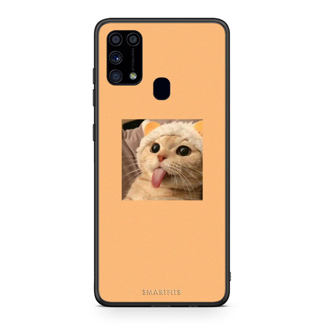 Samsung M31 Cat Tongue θήκη από τη Smartfits με σχέδιο στο πίσω μέρος και μαύρο περίβλημα | Smartphone case with colorful back and black bezels by Smartfits