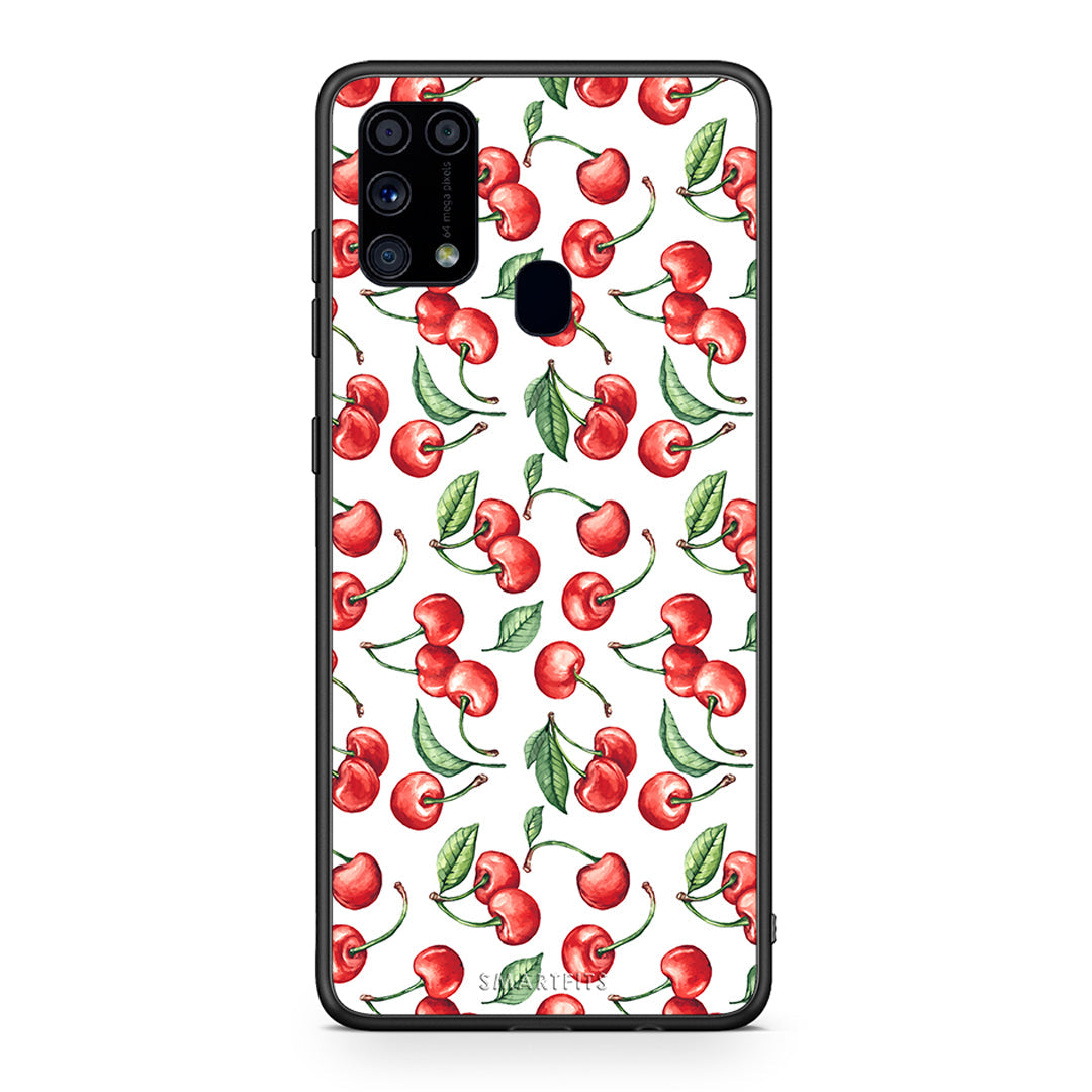 Samsung M31 Cherry Summer θήκη από τη Smartfits με σχέδιο στο πίσω μέρος και μαύρο περίβλημα | Smartphone case with colorful back and black bezels by Smartfits