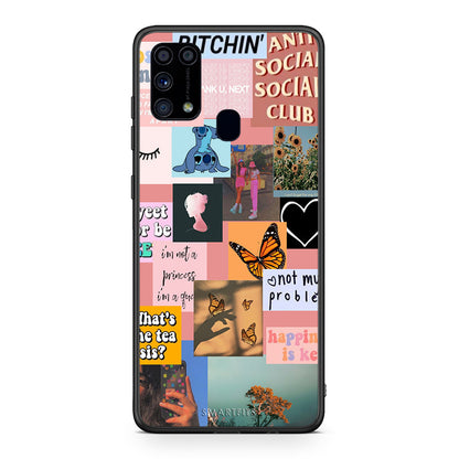 Samsung M31 Collage Bitchin Θήκη Αγίου Βαλεντίνου από τη Smartfits με σχέδιο στο πίσω μέρος και μαύρο περίβλημα | Smartphone case with colorful back and black bezels by Smartfits