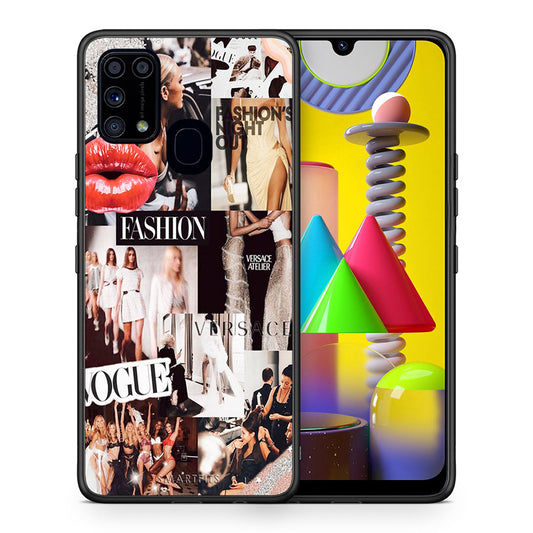 Θήκη Αγίου Βαλεντίνου Samsung M31 Collage Fashion από τη Smartfits με σχέδιο στο πίσω μέρος και μαύρο περίβλημα | Samsung M31 Collage Fashion case with colorful back and black bezels