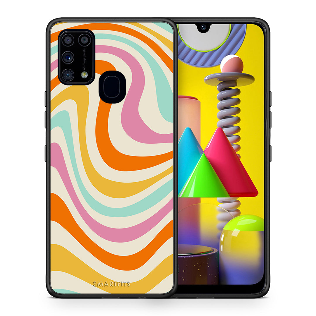 Θήκη Samsung M31 Colourful Waves από τη Smartfits με σχέδιο στο πίσω μέρος και μαύρο περίβλημα | Samsung M31 Colourful Waves case with colorful back and black bezels