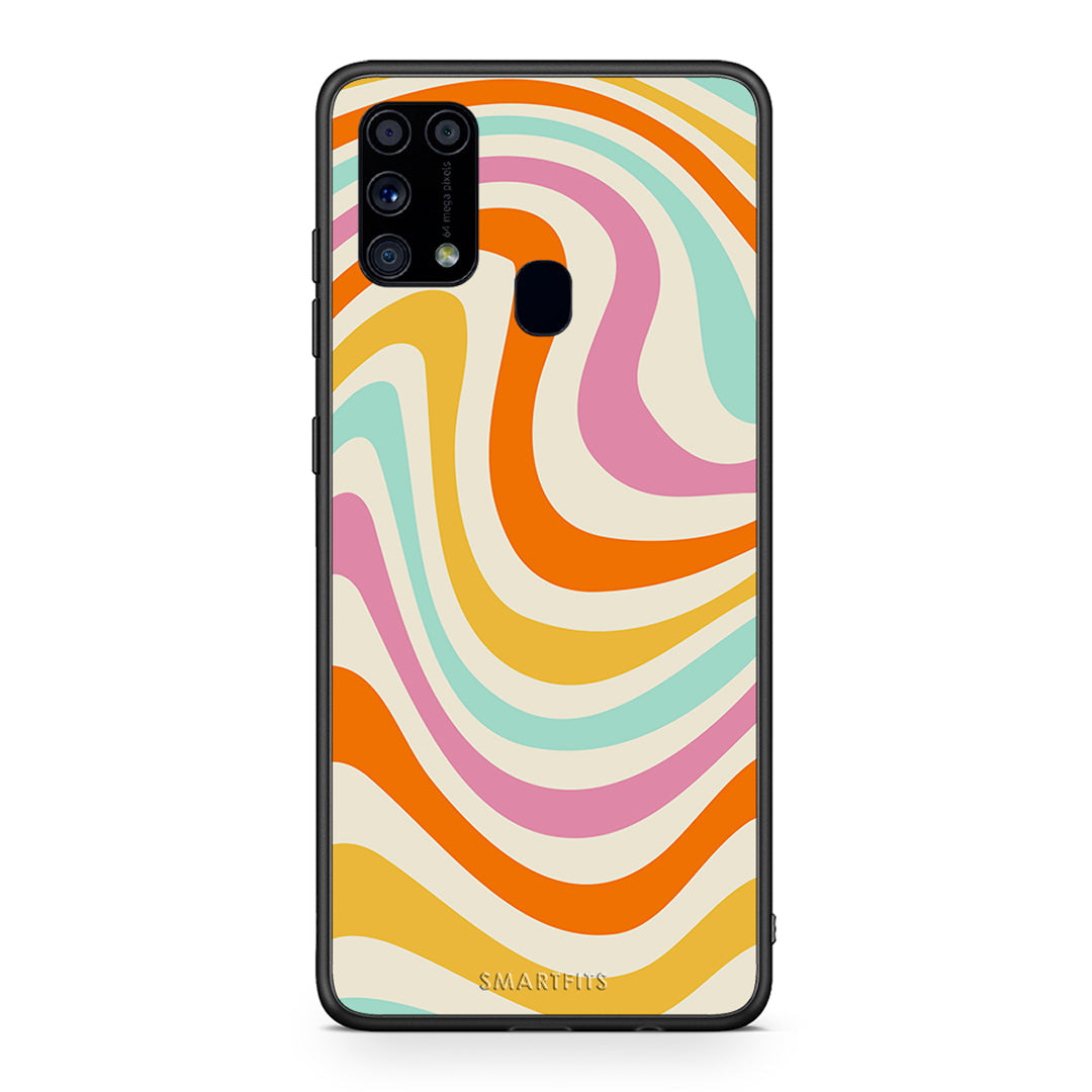 Samsung M31 Colourful Waves θήκη από τη Smartfits με σχέδιο στο πίσω μέρος και μαύρο περίβλημα | Smartphone case with colorful back and black bezels by Smartfits