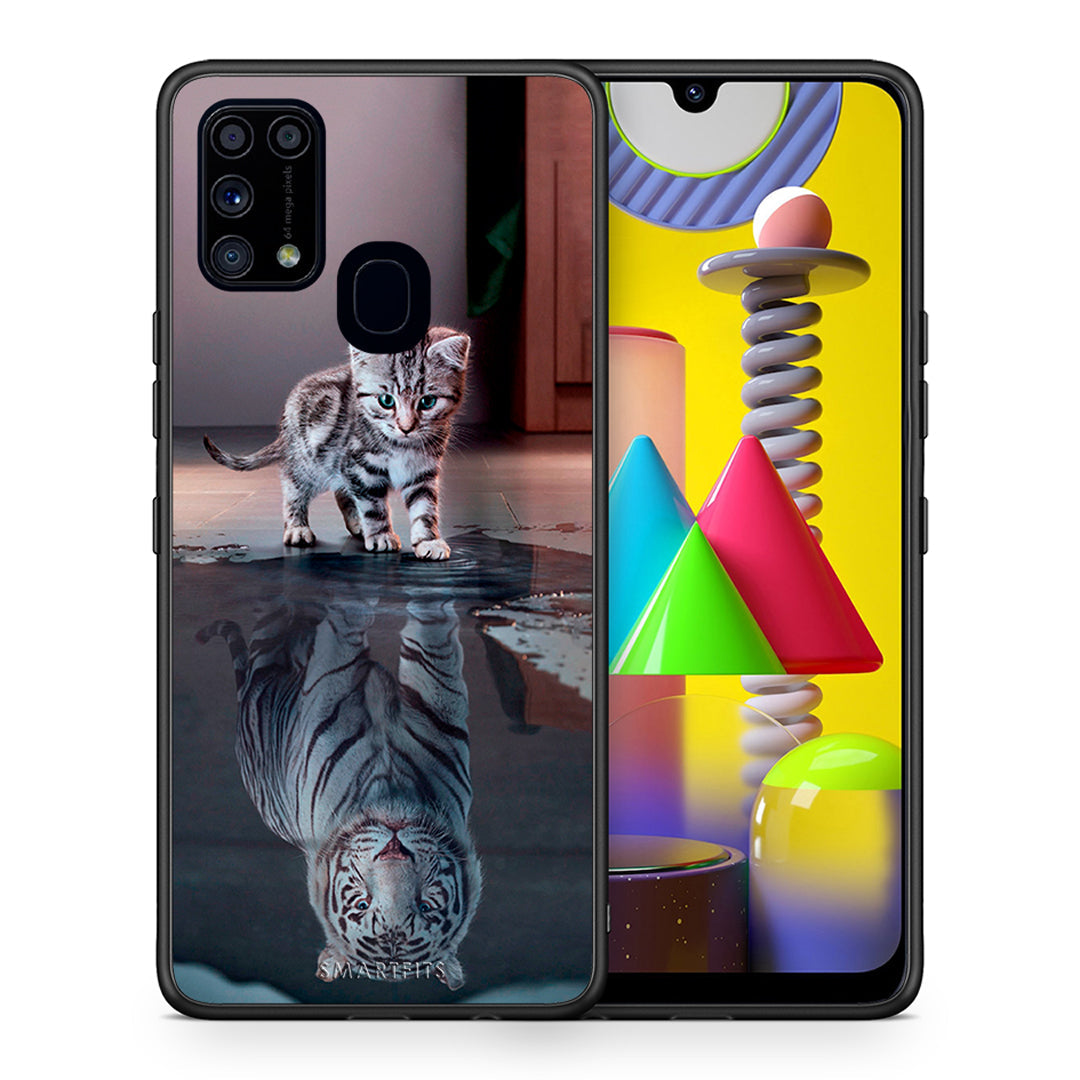 Θήκη Samsung M31 Tiger Cute από τη Smartfits με σχέδιο στο πίσω μέρος και μαύρο περίβλημα | Samsung M31 Tiger Cute case with colorful back and black bezels