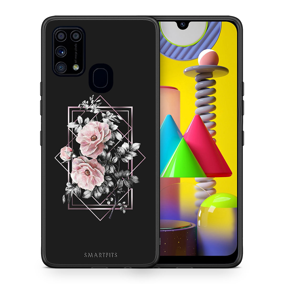 Θήκη Samsung M31 Frame Flower από τη Smartfits με σχέδιο στο πίσω μέρος και μαύρο περίβλημα | Samsung M31 Frame Flower case with colorful back and black bezels