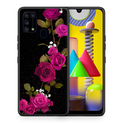 Θήκη Samsung M31 Red Roses Flower από τη Smartfits με σχέδιο στο πίσω μέρος και μαύρο περίβλημα | Samsung M31 Red Roses Flower case with colorful back and black bezels