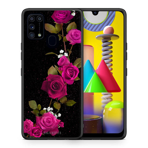 Θήκη Samsung M31 Red Roses Flower από τη Smartfits με σχέδιο στο πίσω μέρος και μαύρο περίβλημα | Samsung M31 Red Roses Flower case with colorful back and black bezels