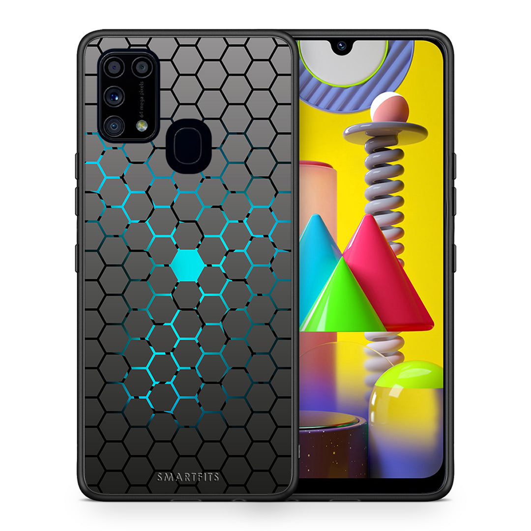 Θήκη Samsung M31 Hexagonal Geometric από τη Smartfits με σχέδιο στο πίσω μέρος και μαύρο περίβλημα | Samsung M31 Hexagonal Geometric case with colorful back and black bezels