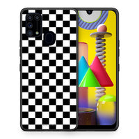 Thumbnail for Θήκη Samsung M31 Squares Geometric από τη Smartfits με σχέδιο στο πίσω μέρος και μαύρο περίβλημα | Samsung M31 Squares Geometric case with colorful back and black bezels