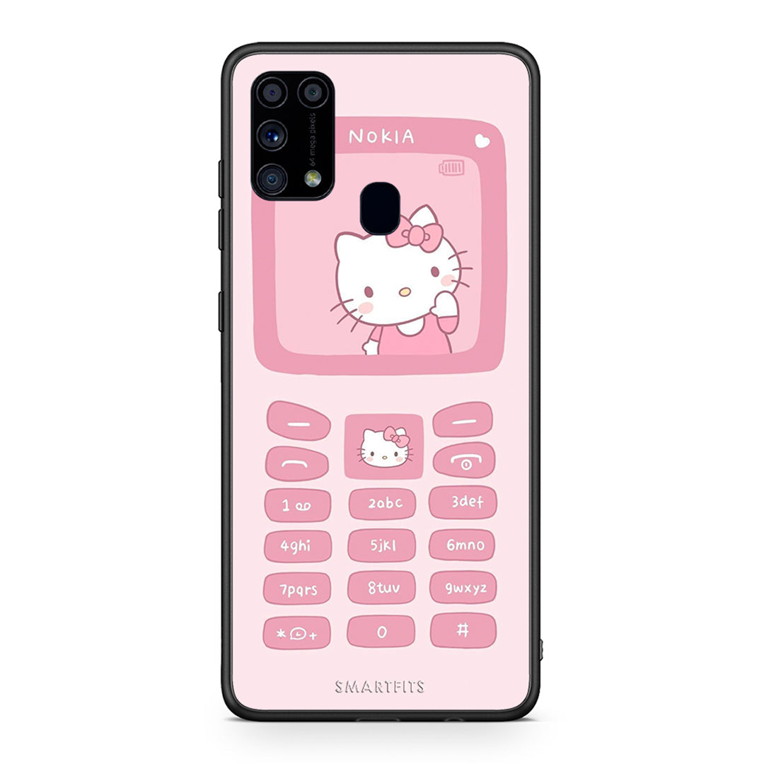 Samsung M31 Hello Kitten Θήκη Αγίου Βαλεντίνου από τη Smartfits με σχέδιο στο πίσω μέρος και μαύρο περίβλημα | Smartphone case with colorful back and black bezels by Smartfits