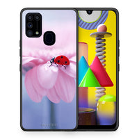 Thumbnail for Θήκη Samsung M31 Ladybug Flower από τη Smartfits με σχέδιο στο πίσω μέρος και μαύρο περίβλημα | Samsung M31 Ladybug Flower case with colorful back and black bezels