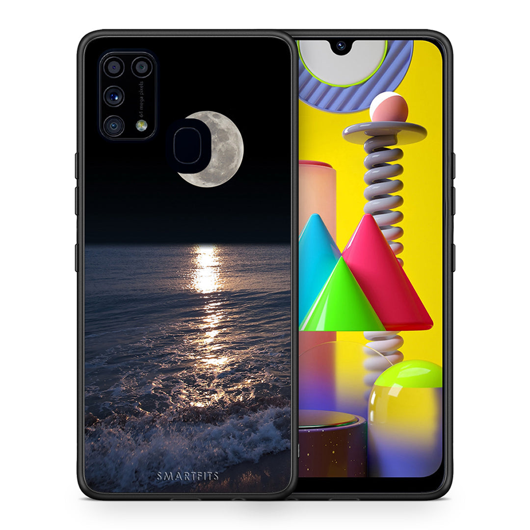 Θήκη Samsung M31 Moon Landscape από τη Smartfits με σχέδιο στο πίσω μέρος και μαύρο περίβλημα | Samsung M31 Moon Landscape case with colorful back and black bezels