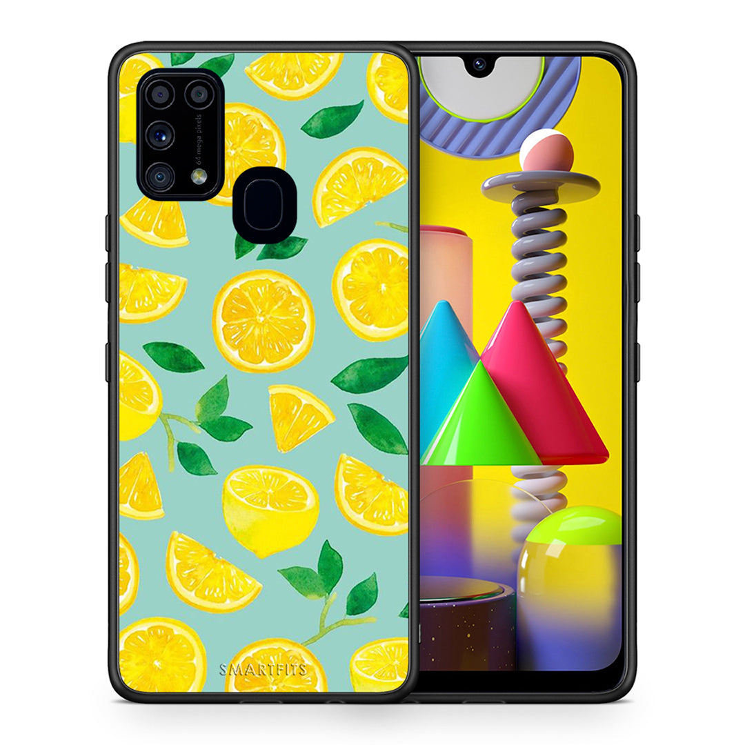Θήκη Samsung M31 Lemons από τη Smartfits με σχέδιο στο πίσω μέρος και μαύρο περίβλημα | Samsung M31 Lemons case with colorful back and black bezels