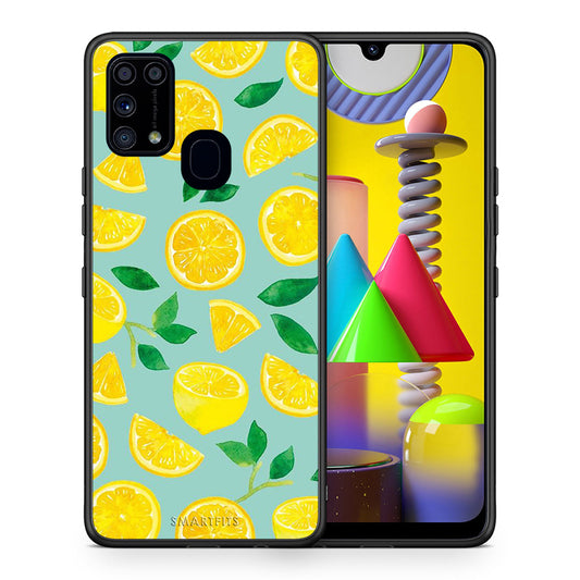 Θήκη Samsung M31 Lemons από τη Smartfits με σχέδιο στο πίσω μέρος και μαύρο περίβλημα | Samsung M31 Lemons case with colorful back and black bezels