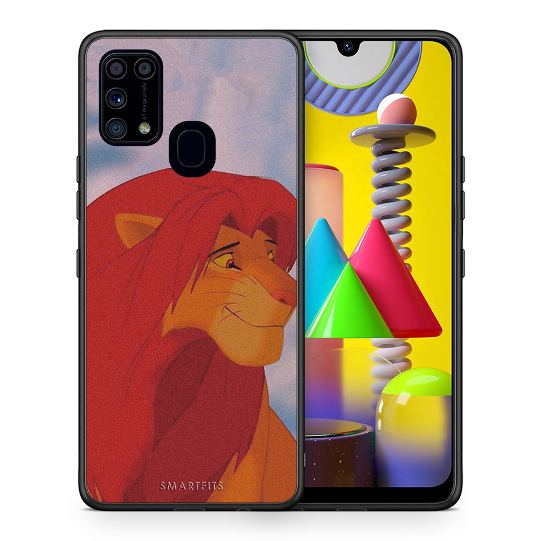 Θήκη Αγίου Βαλεντίνου Samsung M31 Lion Love 1 από τη Smartfits με σχέδιο στο πίσω μέρος και μαύρο περίβλημα | Samsung M31 Lion Love 1 case with colorful back and black bezels