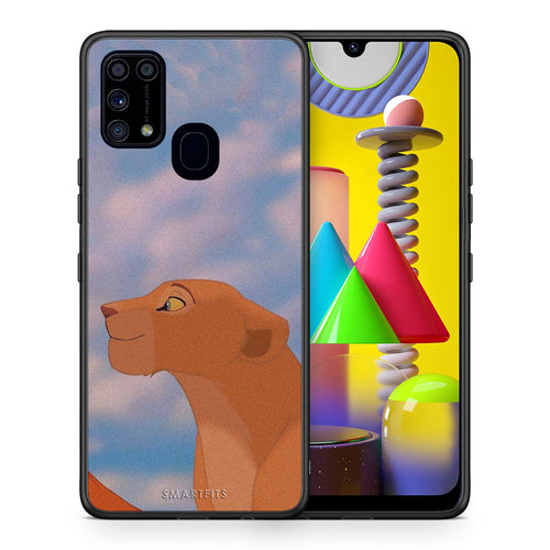 Θήκη Αγίου Βαλεντίνου Samsung M31 Lion Love 2 από τη Smartfits με σχέδιο στο πίσω μέρος και μαύρο περίβλημα | Samsung M31 Lion Love 2 case with colorful back and black bezels