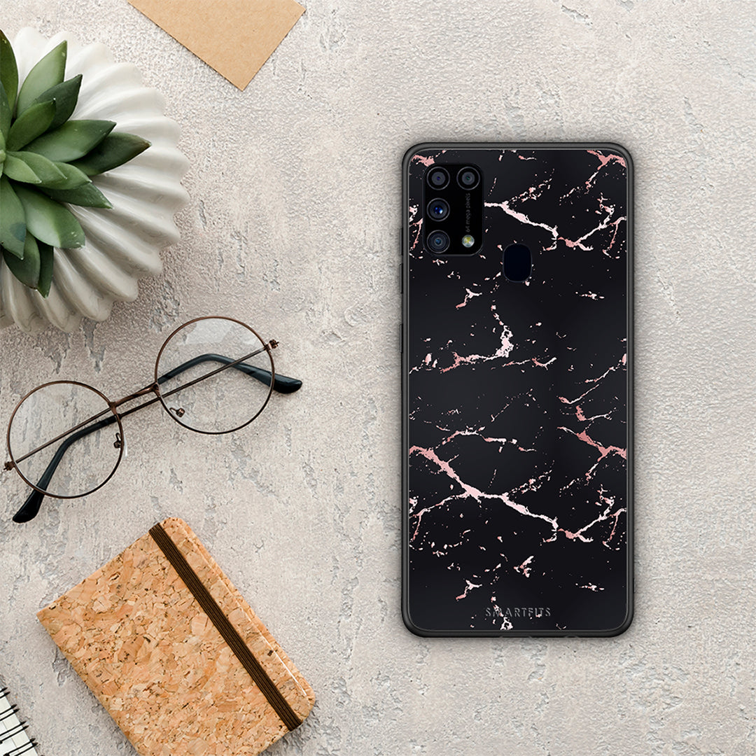 Marble Black Rosegold - Samsung Galaxy M31 θήκη