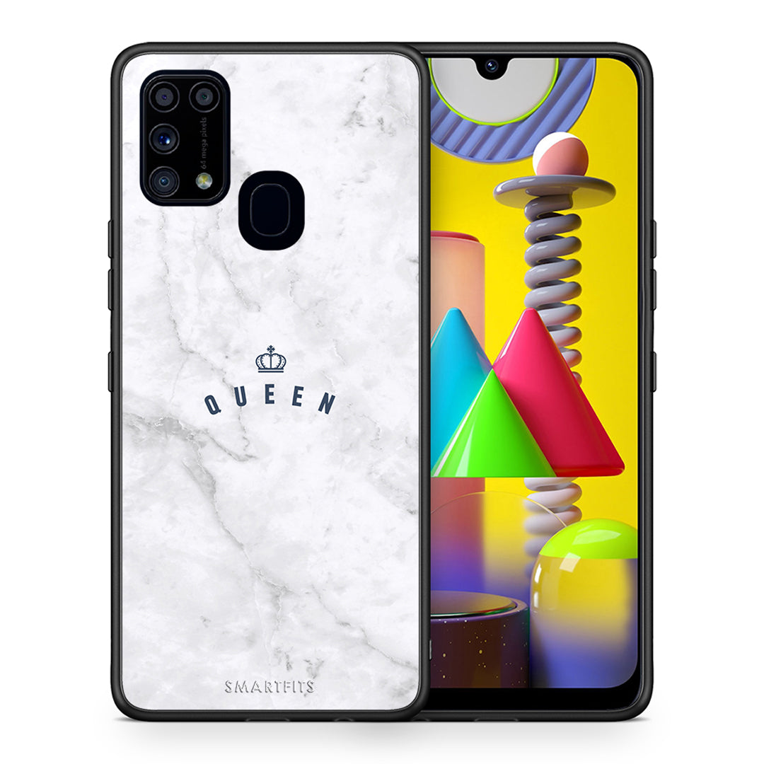 Θήκη Samsung M31 Queen Marble από τη Smartfits με σχέδιο στο πίσω μέρος και μαύρο περίβλημα | Samsung M31 Queen Marble case with colorful back and black bezels