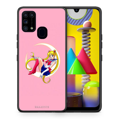 Θήκη Samsung M31 Moon Girl από τη Smartfits με σχέδιο στο πίσω μέρος και μαύρο περίβλημα | Samsung M31 Moon Girl case with colorful back and black bezels