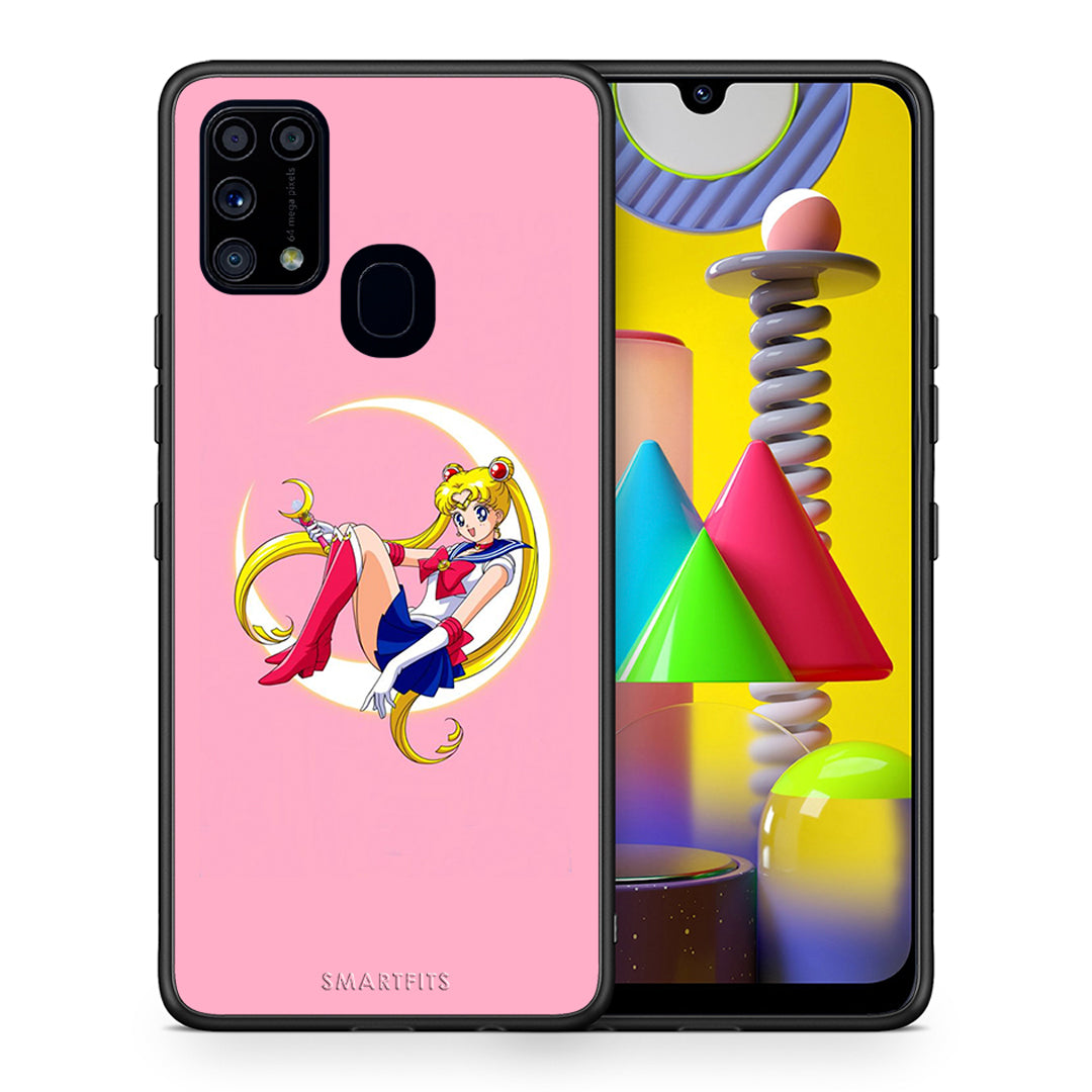 Θήκη Samsung M31 Moon Girl από τη Smartfits με σχέδιο στο πίσω μέρος και μαύρο περίβλημα | Samsung M31 Moon Girl case with colorful back and black bezels