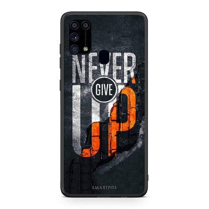 Samsung M31 Never Give Up Θήκη Αγίου Βαλεντίνου από τη Smartfits με σχέδιο στο πίσω μέρος και μαύρο περίβλημα | Smartphone case with colorful back and black bezels by Smartfits