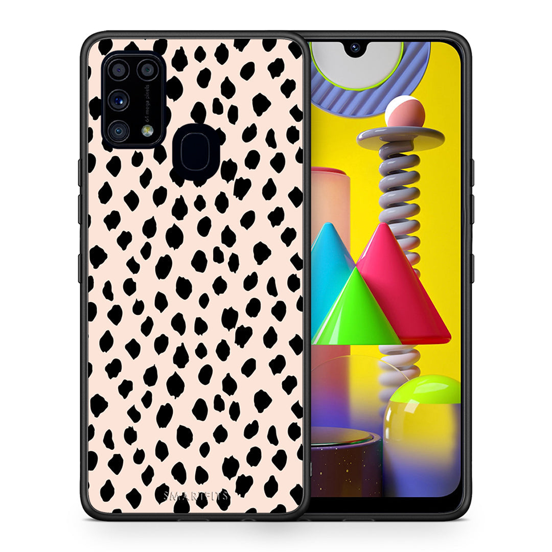 Θήκη Samsung M31 New Polka Dots από τη Smartfits με σχέδιο στο πίσω μέρος και μαύρο περίβλημα | Samsung M31 New Polka Dots case with colorful back and black bezels
