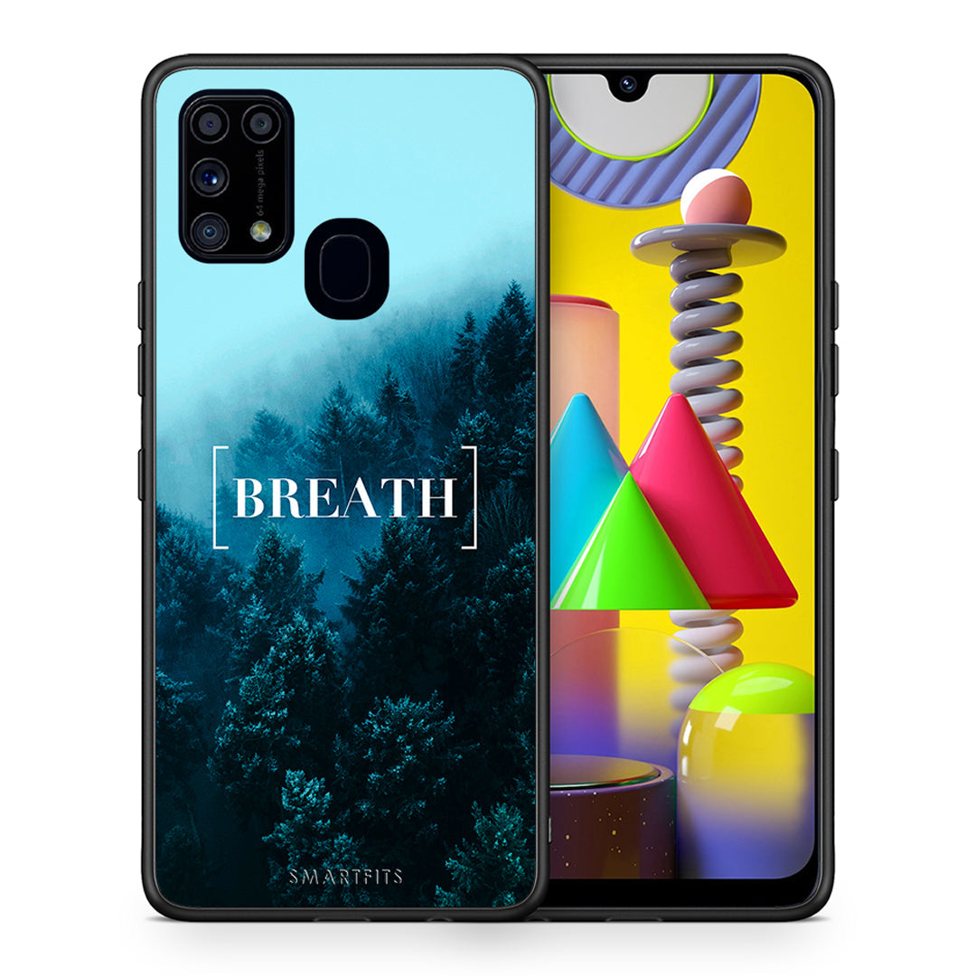 Θήκη Samsung M31 Breath Quote από τη Smartfits με σχέδιο στο πίσω μέρος και μαύρο περίβλημα | Samsung M31 Breath Quote case with colorful back and black bezels